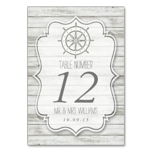 Nautical Whitewashed Wood Beach Wedding Collection Table Number
