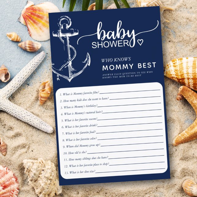 Nautical Who Knows Mum Best Baby Shower Navy (Creator Uploaded)