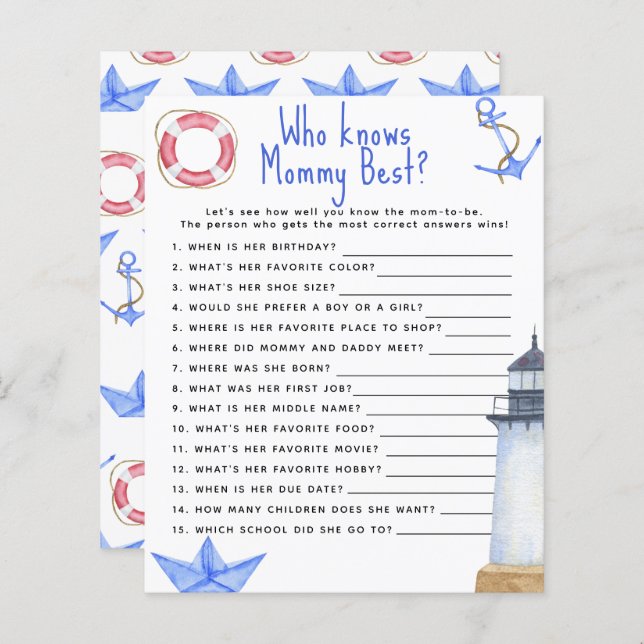 Nautical - Who knows mummy best (Front/Back)