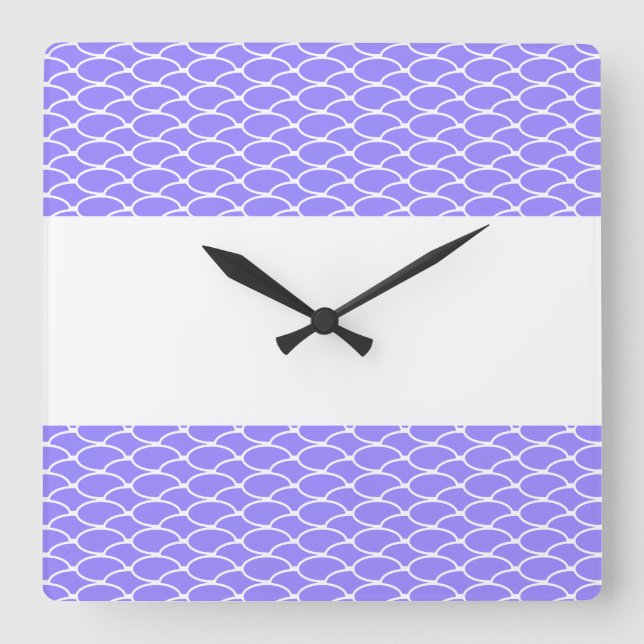 Nautical Wide Tiled Purple Waves White Stripes Square Wall Clock (Front)