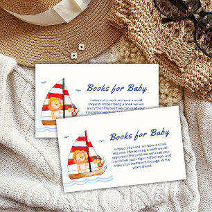 Nautical Wild Lion Sailboat Books For Baby Shower  Enclosure Card