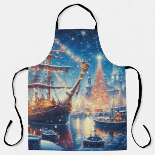 Nautical winter/Christmas harbor  Apron