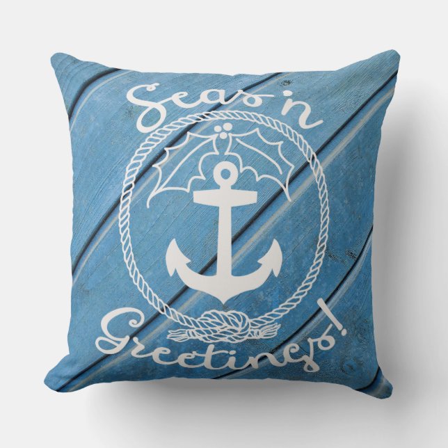 Nautical Wood | Seas 'n Greetings | Holiday Cushion (Front)