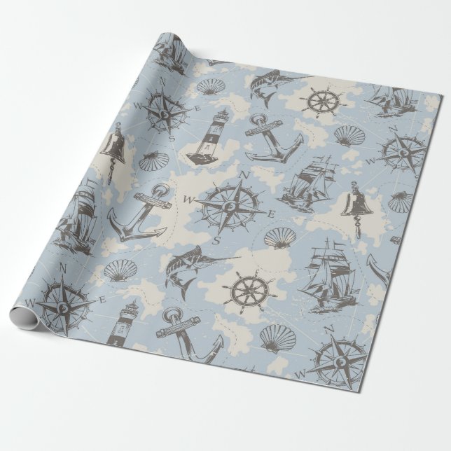 Nautical Wrapping Paper (Unrolled)