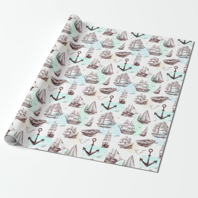 Nautical Wrapping Paper (Unrolled)