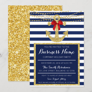 Nautical Yacht Company Holiday Party Christmas  Invitation