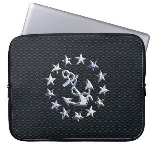 Nautical Yacht Flag Chrome Ensign on Grille Print Laptop Sleeve