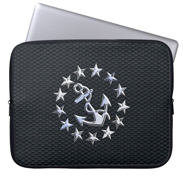 Nautical Yacht Flag Chrome Ensign on Grille Print Laptop Sleeve (Front)