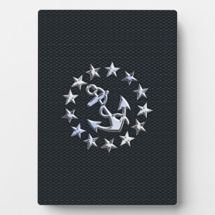 Nautical Yacht Flag Chrome Ensign on Grille Print Plaque