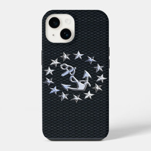 Nautical Yacht Flag Chrome Symbol on Grille Decor iPhone 14 Case