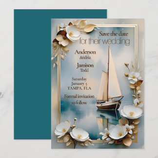 Nautical yacht ship wedding save the date