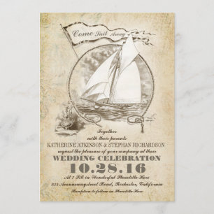 Nautical yacht wedding invitation-Come Sail Away Invitation