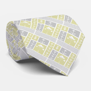 Nautical Yellow and Grey Anchor Fish Weather Vane Tie