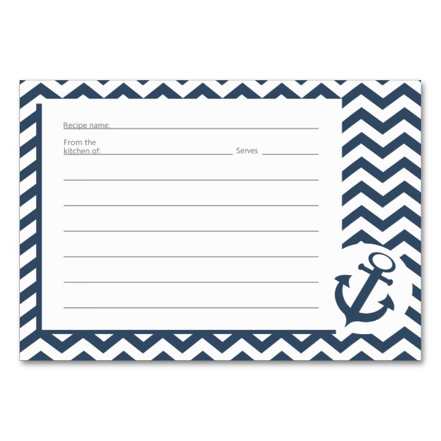Nautical Zig zag Pattern Recipe Cards (Front)