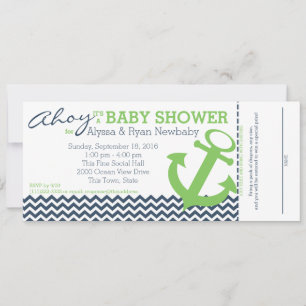 Nautical Zigzag Anchor Baby Shower Invitation