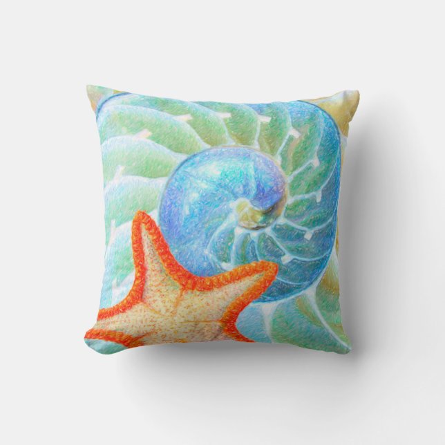 Nautilus And Starfish Cushion (Front)