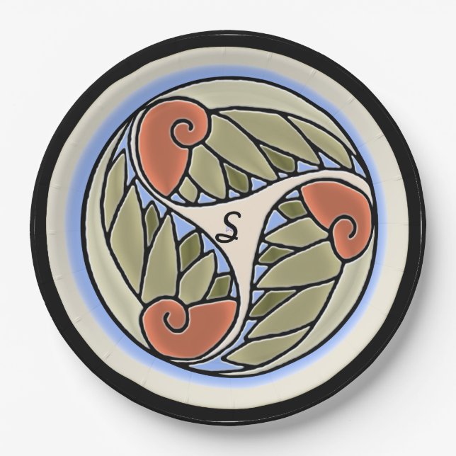 Nautilus Monogrammed Paper Plate (Front)