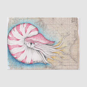 Nautilus Octopus Vintage Map Nautilus Tissue Paper