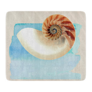 Nautilus Seashell and Sand Cutting Board