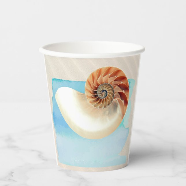 Nautilus Seashell and Sand  Paper Cups (Front)