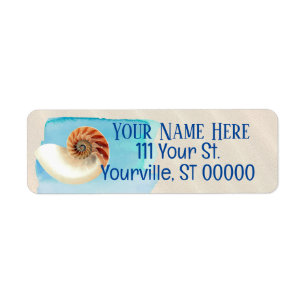 Nautilus Seashell and Sand Return Address Label