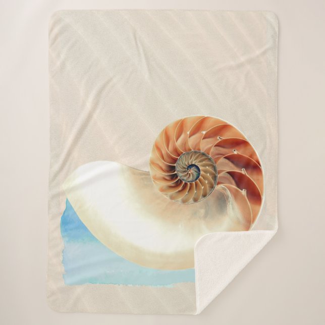 Nautilus Seashell and Sand Sherpa Blanket (Front)