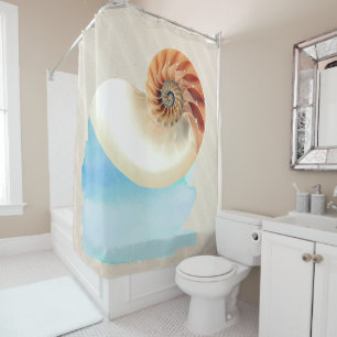 Nautilus Seashell and Sand Shower Curtain