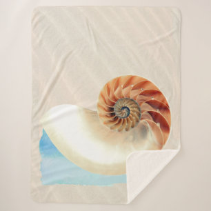Nautilus Seashell and Sand Throw Pillow