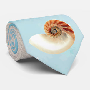 Nautilus Seashell and Sand Tie