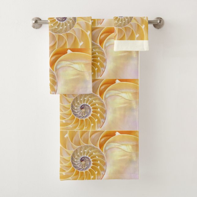 Nautilus seashell bath towel set (Insitu)