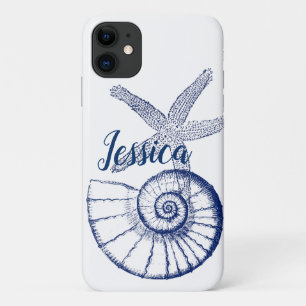 Nautilus Seashell & Starfish Marine Life Custom iPhone 11 Case