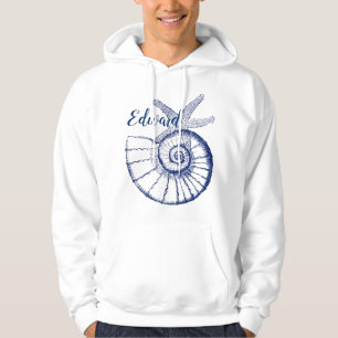 Nautilus Seashell & Starfish Marine Life Custom Hoodie