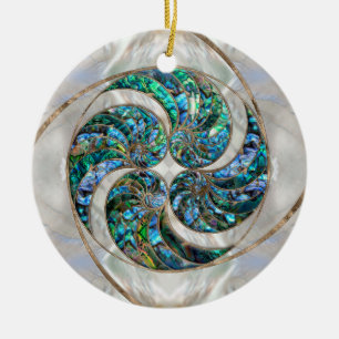 Nautilus Shell - Abalone and Pearl Ceramic Ornament