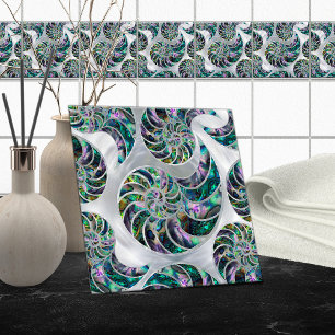 Nautilus Shell Abalone and Pearl Ceramic Tile