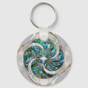 Nautilus Shell - Abalone and Pearl Key Ring