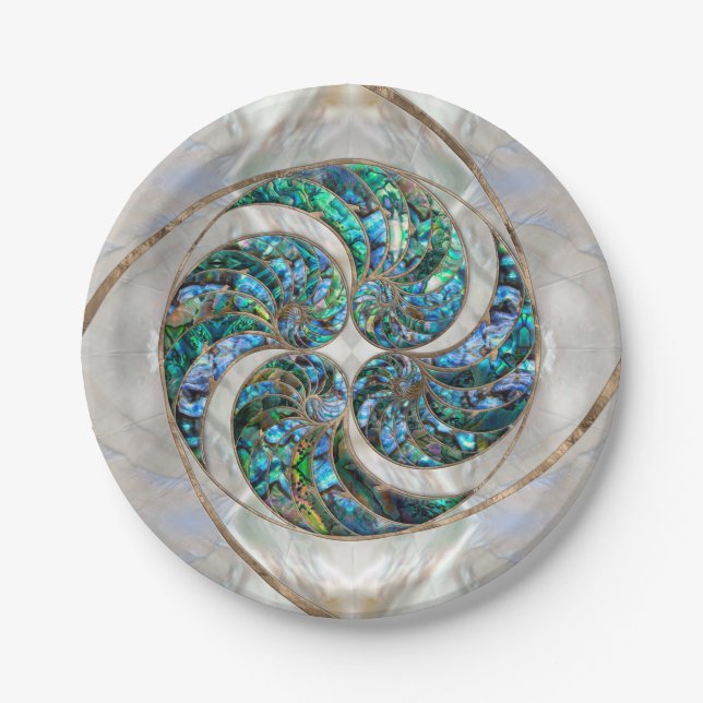 Nautilus Shell - Abalone and Pearl Paper Plate (Front)
