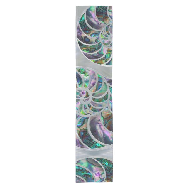 Nautilus Shell Abalone and Pearl Short Table Runner (Front)