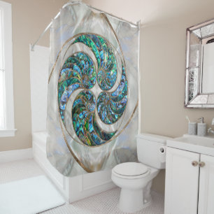 Nautilus Shell - Abalone and Pearl Shower Curtain