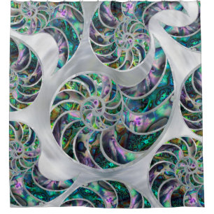 Nautilus Shell Abalone and Pearl Shower Curtain