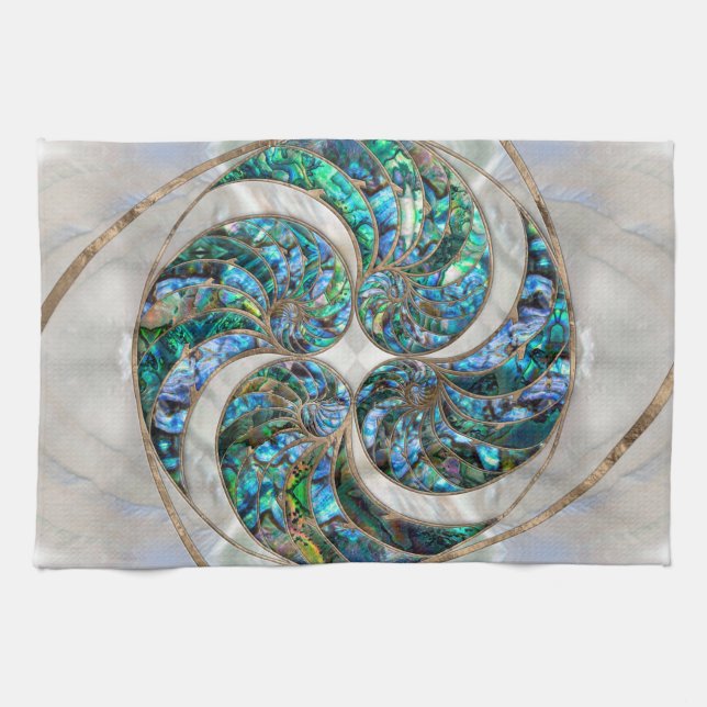 Nautilus Shell - Abalone and Pearl Tea Towel (Horizontal)