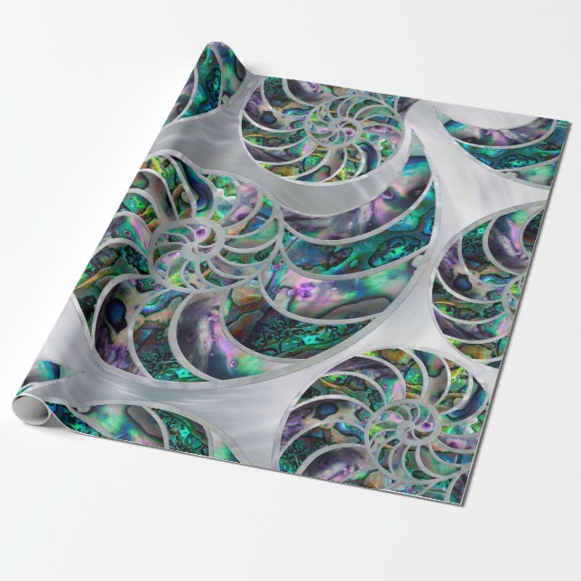 Nautilus Shell Abalone and Pearl Wrapping Paper (Unrolled)