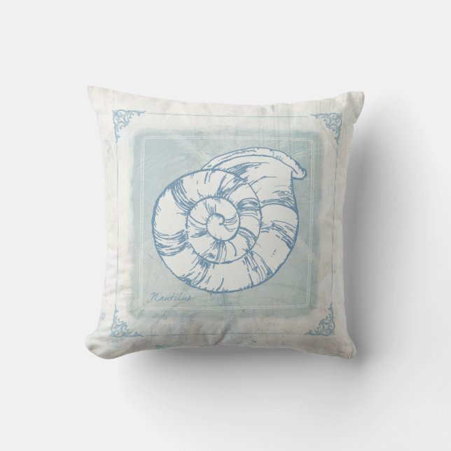 Nautilus Shell Beach Cottage Style Pillow (Front)