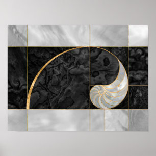 Nautilus Shell - Black Abalone and Pearl Poster