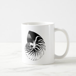 Nautilus shell - black, grey and white coffee mug