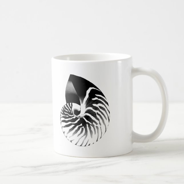 Nautilus shell - black, grey and white coffee mug (Right)