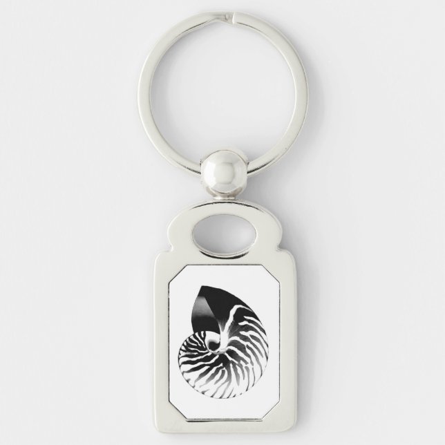 Nautilus shell - black, grey and white key ring (Front)