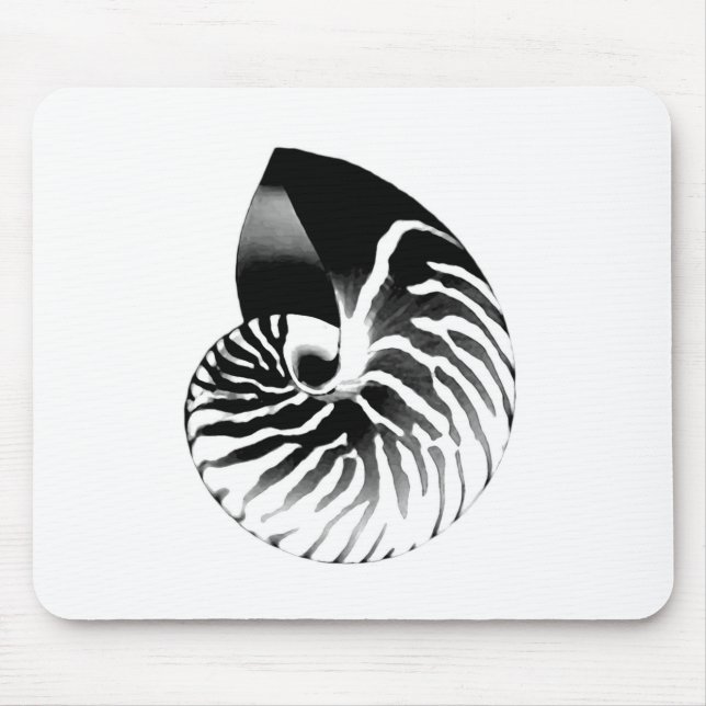 Nautilus shell - black, grey and white mouse pad (Front)