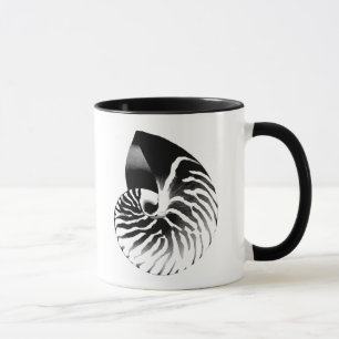 Nautilus shell - black, grey and white mug