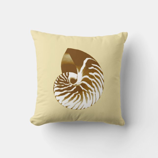 Nautilus shell - brown, white and beige cushion (Front)