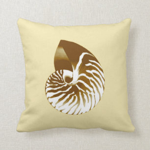 Nautilus shell - brown, white and beige cushion
